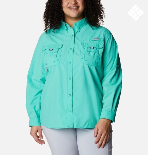 Columbia PFG Bahama Long Sleeve Skjorte Dame Turkis | Plus Size 74206G